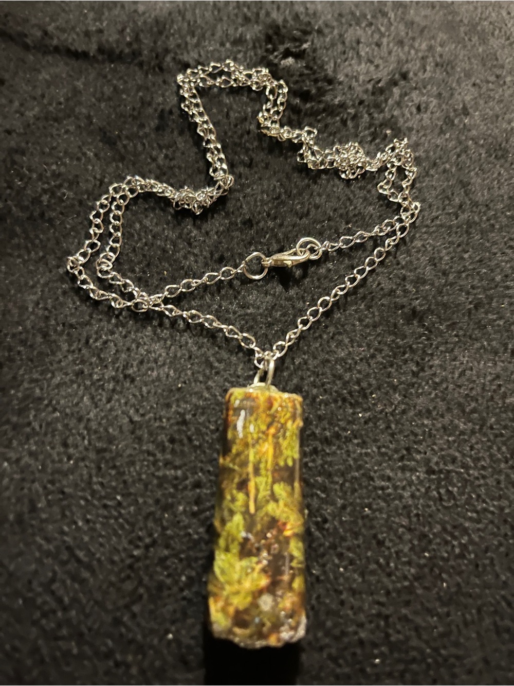 Nature Forest Collage Resin Coated Pendant Necklace Handmade Style